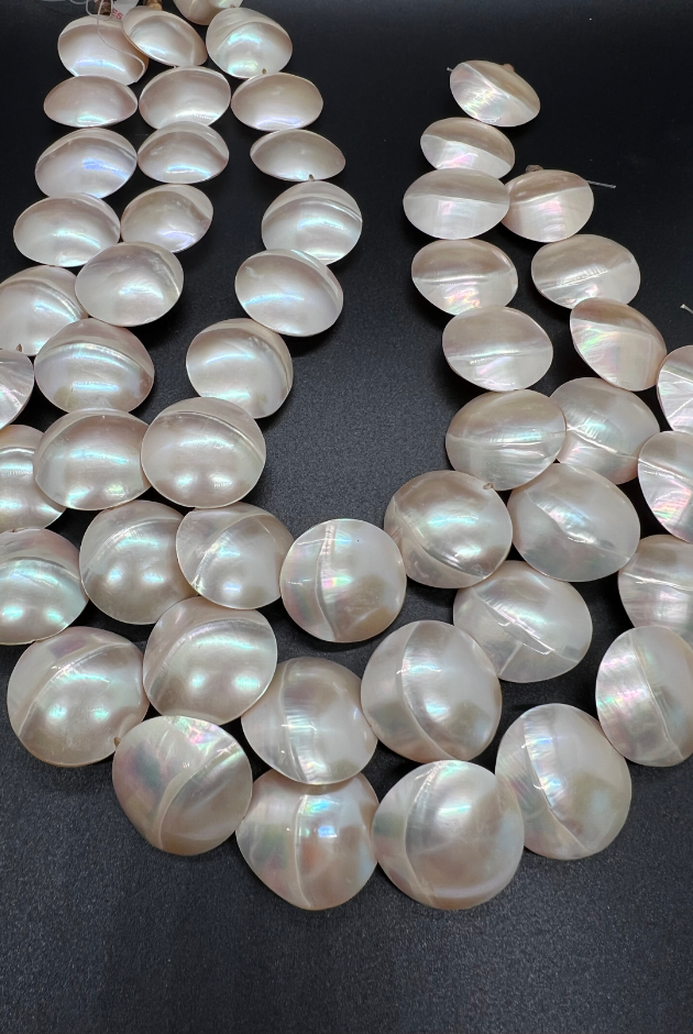 Carmelite Bead Round White Strand