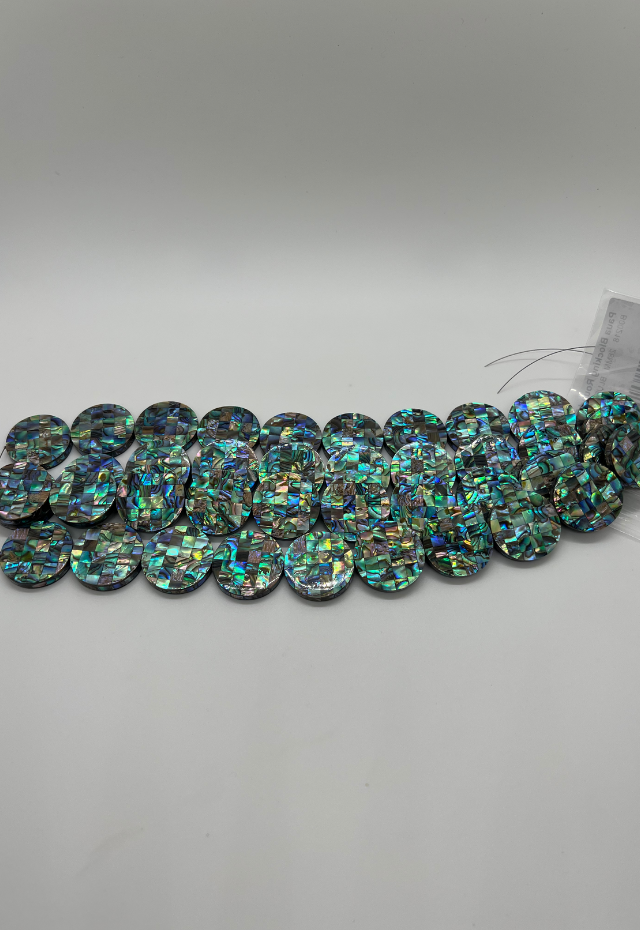 Paua Blocking Round Bead Strand