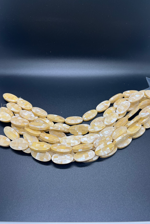 Yellow Hammer Oyster Blocking Oval Bead Strand (10pcs)