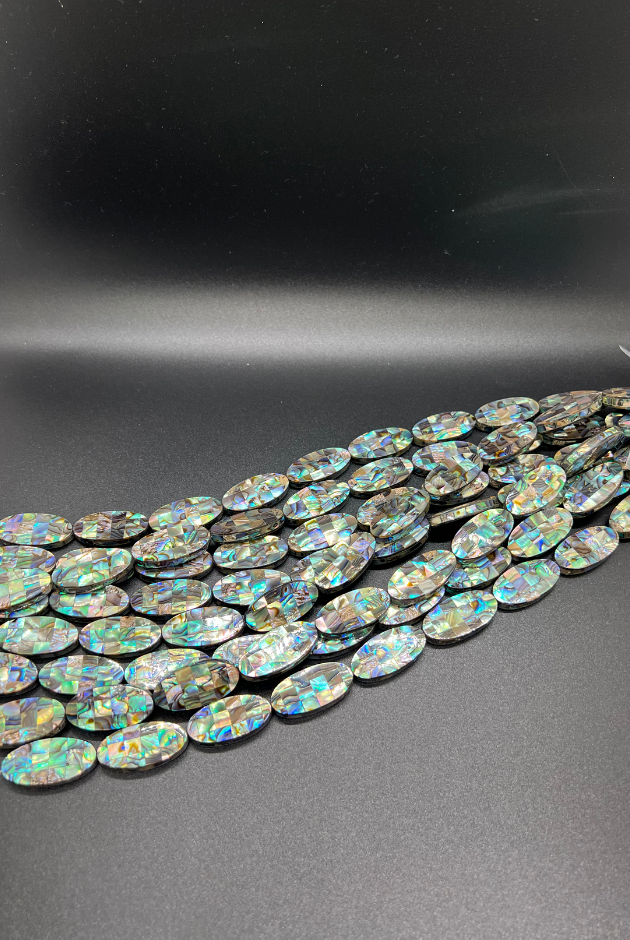 Paua Blocking Oval Bead Strand (10pcs)