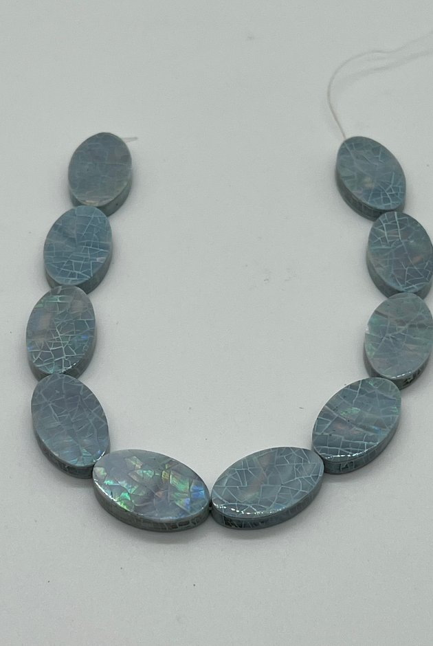 Blue Opal cracking Oval Bead strand