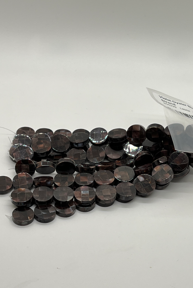 Violet Oyster Blocking Round Bead Strand
