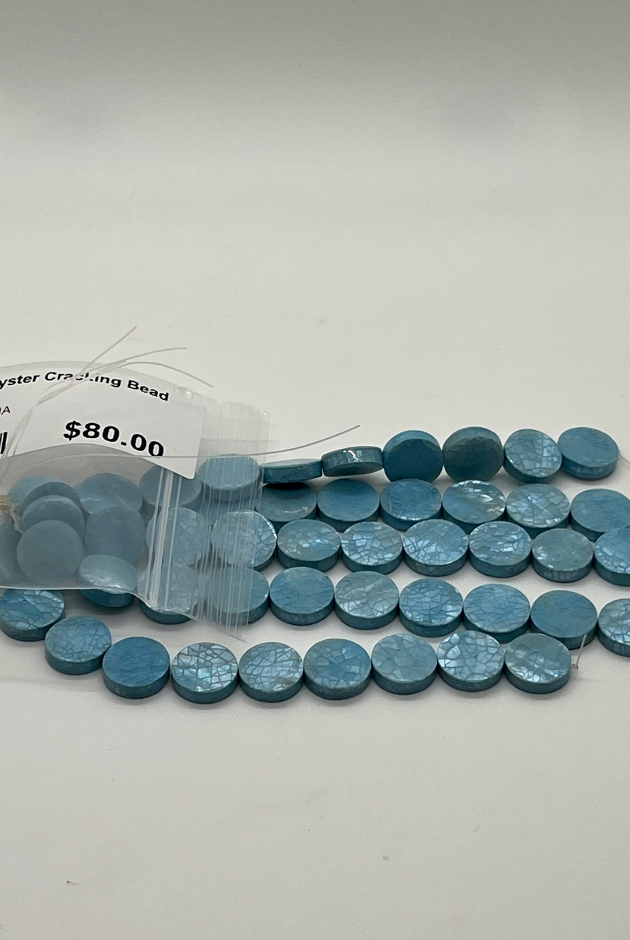 Aqua Hammer Oyster Cracking Bead Strand