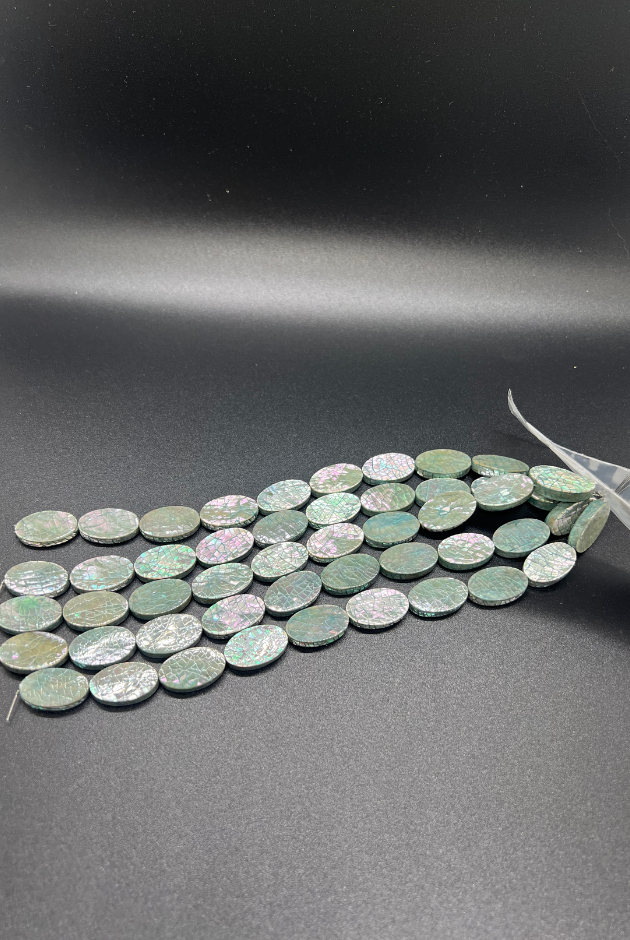 Abalone Cracking Oval Bead Strand (10pcs)