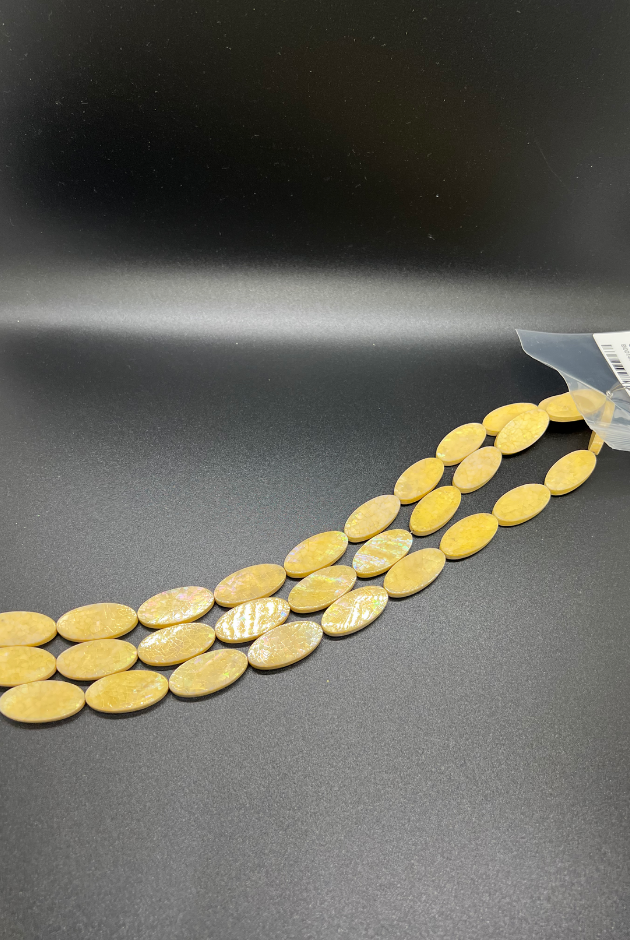 Yellow Opal Cracking Oval Bead Strand (10pcs)