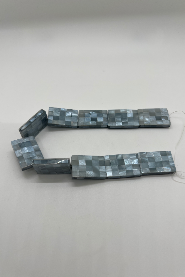 Light Blue Hammer Oyster Blocking Rectangle Bead Strand
