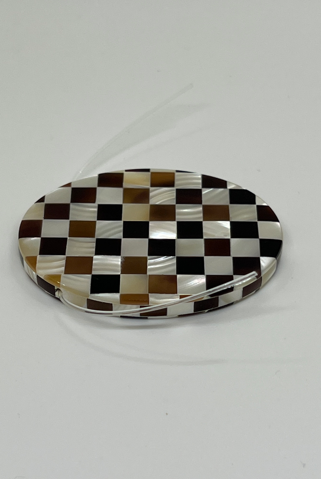 Troca & Penshell Checkers Oval Bead