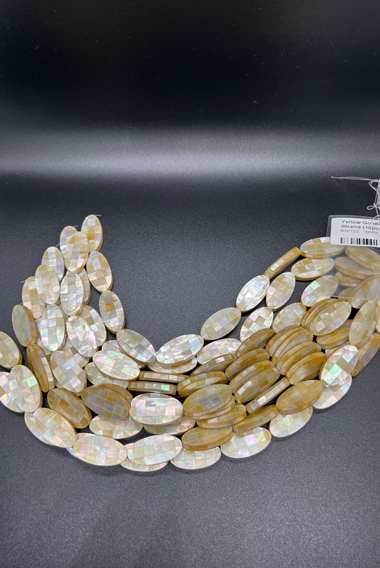 Yellow Goldlip Blocking Oval Bead Strand (10pcs)