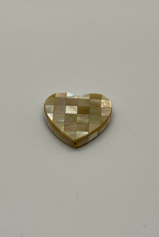 Yellow Goldlip Blocking Heart Bead