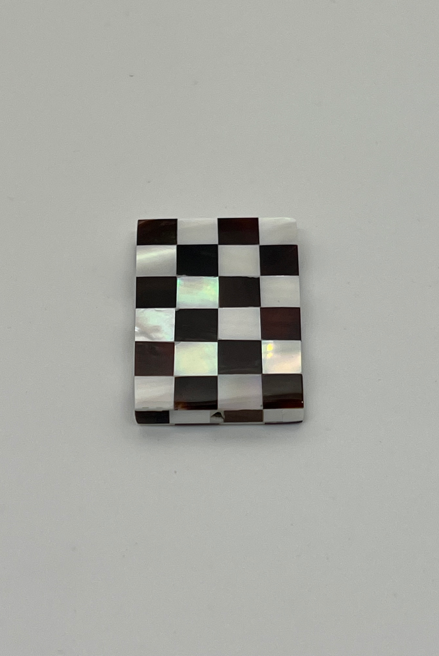 Nautilus & Violet Oyster Checkers Rectangle Bead Singles